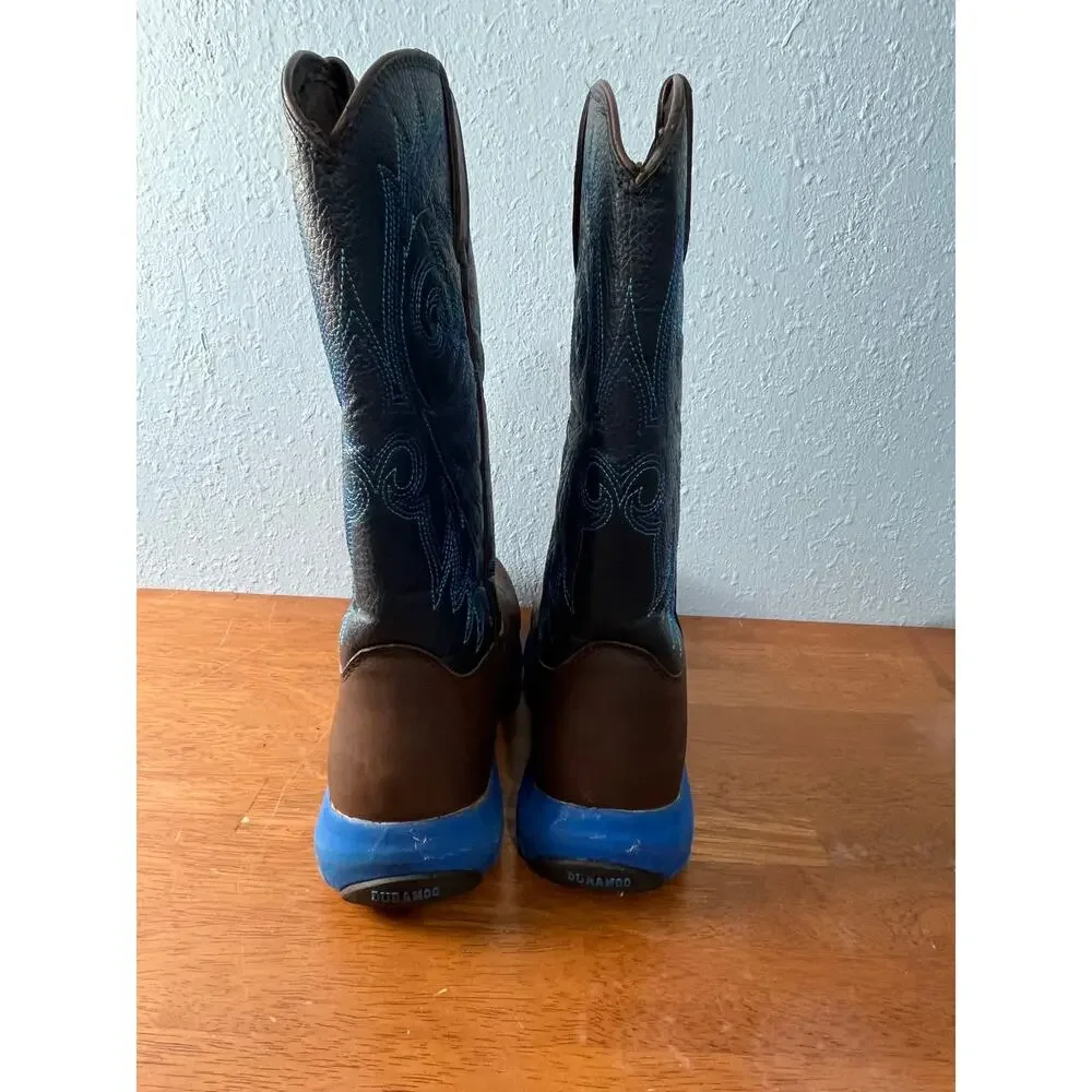 Durango Rebel Pro Western Cowboy Work Boots Men’s Size 8 Brown Blue Leather